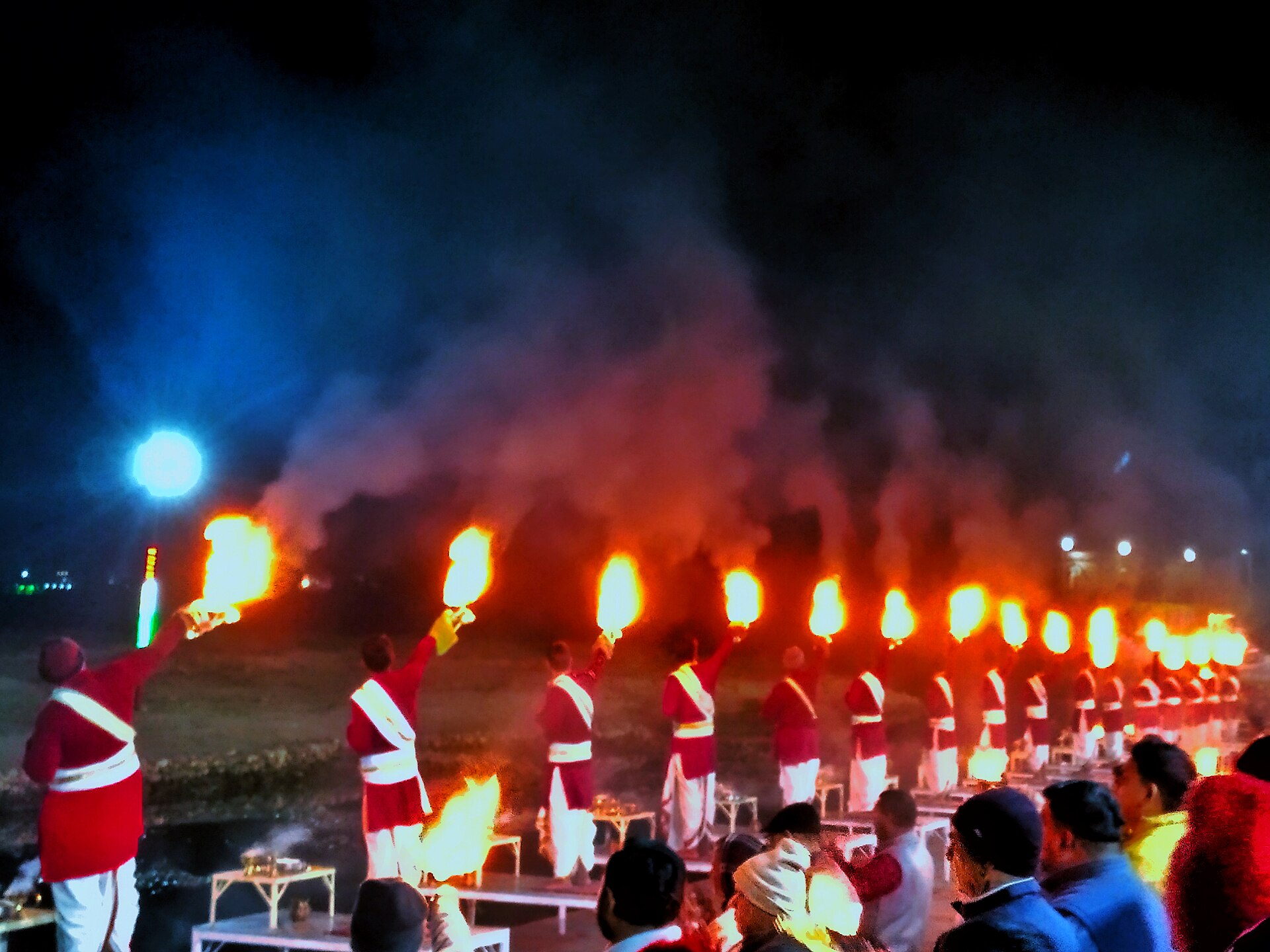 Evening aarti lamps at Triveni Ghat, Rishikesh