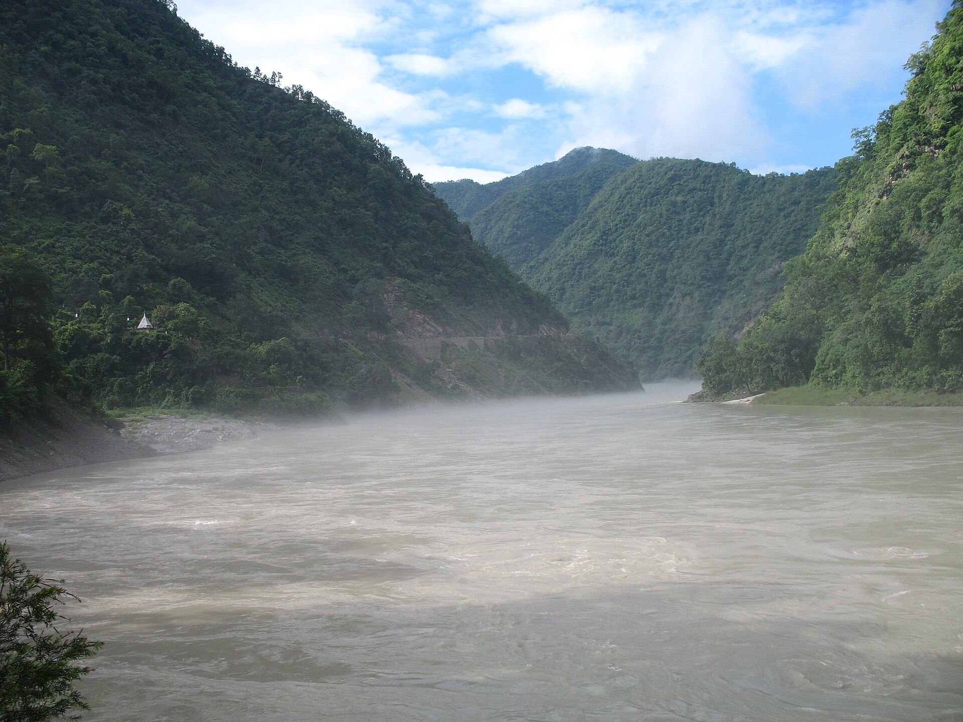Quiet bank of the Ganga near Kaudiayala, below Vashishta Guha, Rishikesh